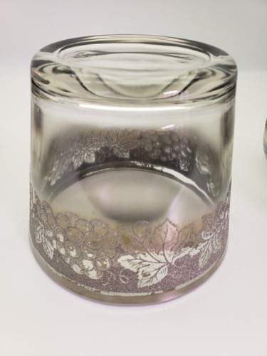 Vintage Vitreon Queen's MCM Silver Fade Grape Glasses & Ice Bucket - Picture 8 of 11