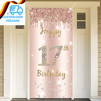 17. Geburtstag MäDchen Deko, Happy 17 Birthday RoséGold Stoff Schild Plakat TüRd