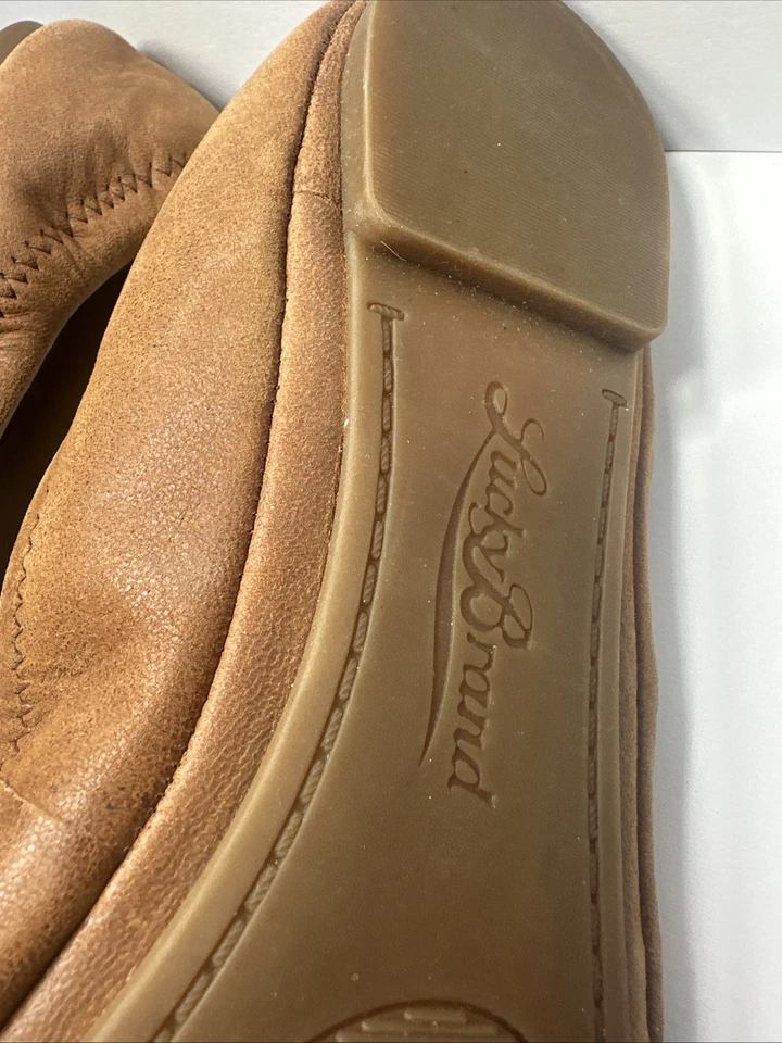 Zapatos planos de ballet de cuero para mujer Lucky Brand EMMIE talla 9 marrón 39 EUR Foto 4 de 4
