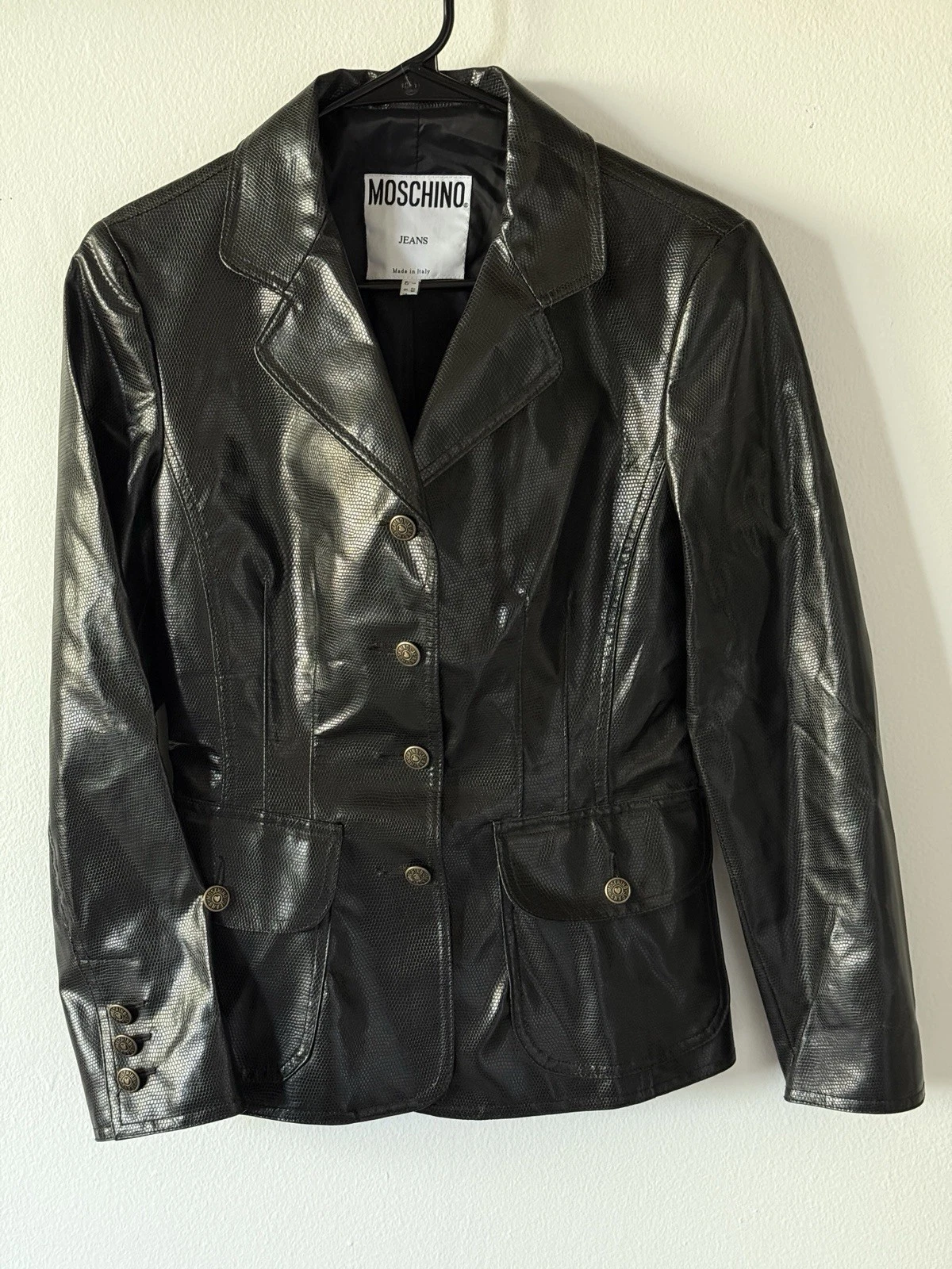 Moschino Jeans 6 Giacca Blazer Vintage Small Medium Nero Y2K Italia abbottonata