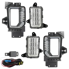 For 2020-2023 GMC Sierra 2500 HD LED Fog Lights Lamp w/ Bezels Switch Pair