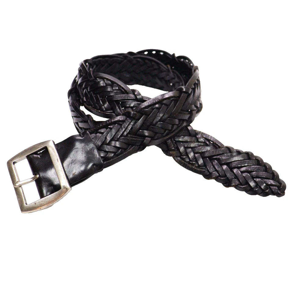 Vintage John Varvatos Men’s Black Braided Leather Belt Size 34/85 Made in Italy - Image 2 of 4