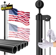 14 Gauge Flag Pole for outside in Ground 20 FT Heavy Duty Flagpole Kit for Y....
