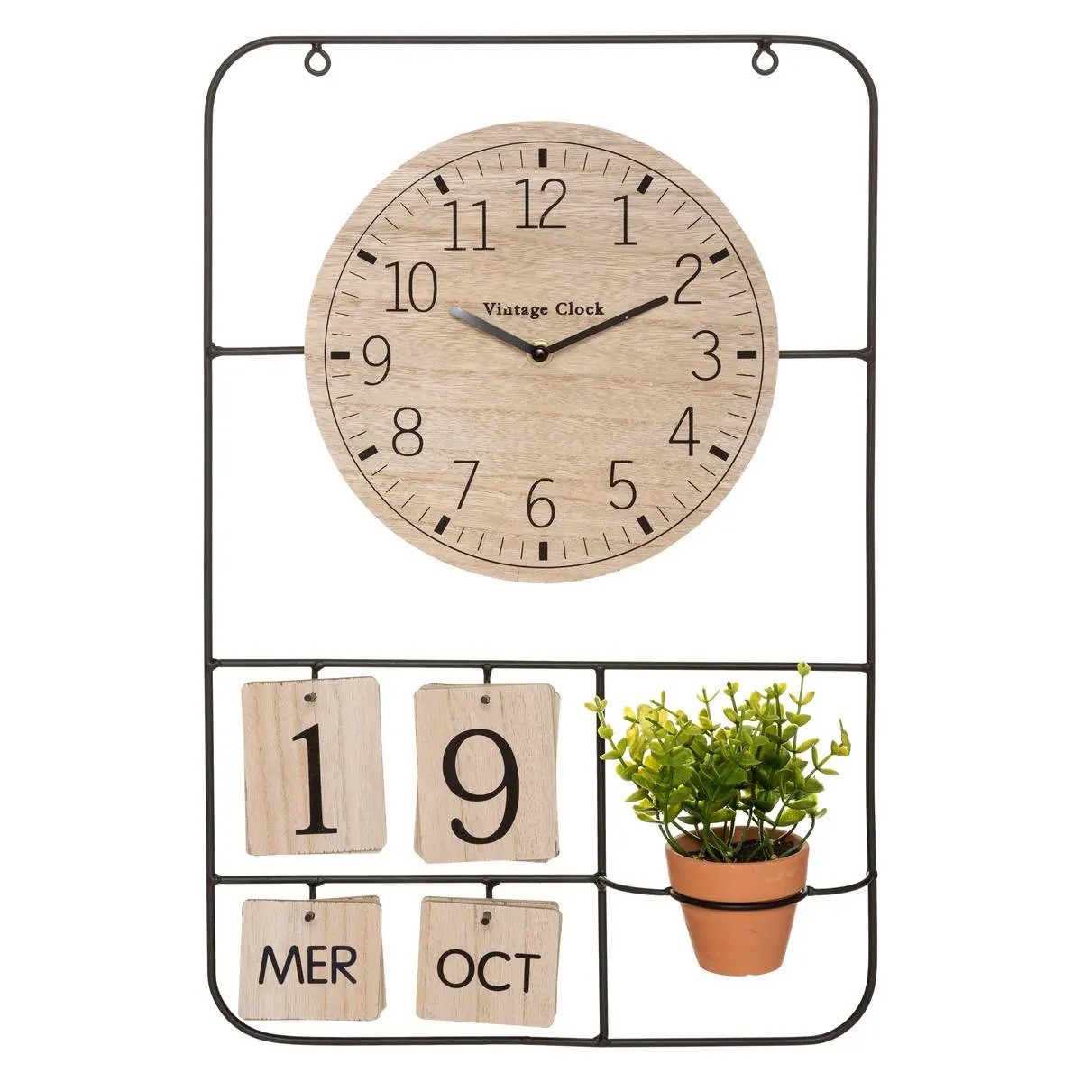 Horloge murale 51cm noir Camille avec date pour décoration de bureau