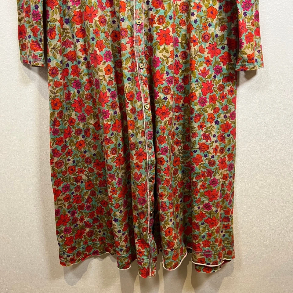 Natural Life Floral Midi Dress Size M Cottagecore Boho Button Down Cinched Waist - Image 3 of 4