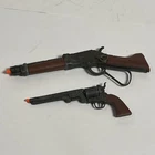 Vintage Marx Miniature Toy Lever Action Rifle & 6 Shooter Revolver - Lot Of 2