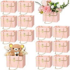 12 Pcs Paper Flower Gift Bags Wedding Bouquet Flower Box with Handle Boxes fo...