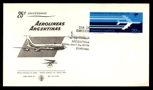 Mayfairstamps Argentina FDC 1976 Airplane Aerolineas Argentinas 25 Yrs First Day