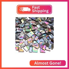 LITMIND 1.1LB Black Mixed Irregular Glass Scraps Mosaic Tiles for Crafts - Hand-