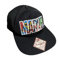Marvel Avengers Character Black Embroidered Logo Snapback Baseball Cap Hat OS