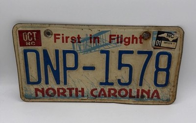 2001 North Carolina license plate #DNP-1578