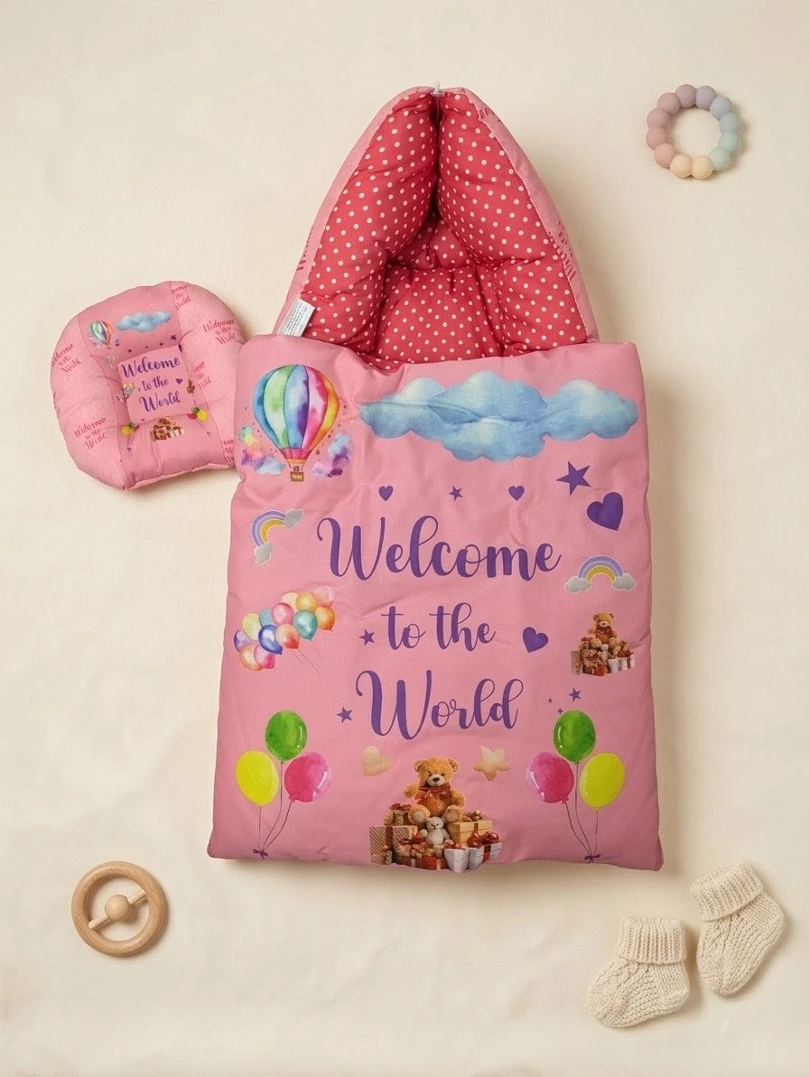 Baby Carry Nest Newborn Swaddle Blanket Welcome World/Hot Air Balloon