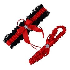 wedding garter set women lace Bridal garter sets including keepsake Red/Black