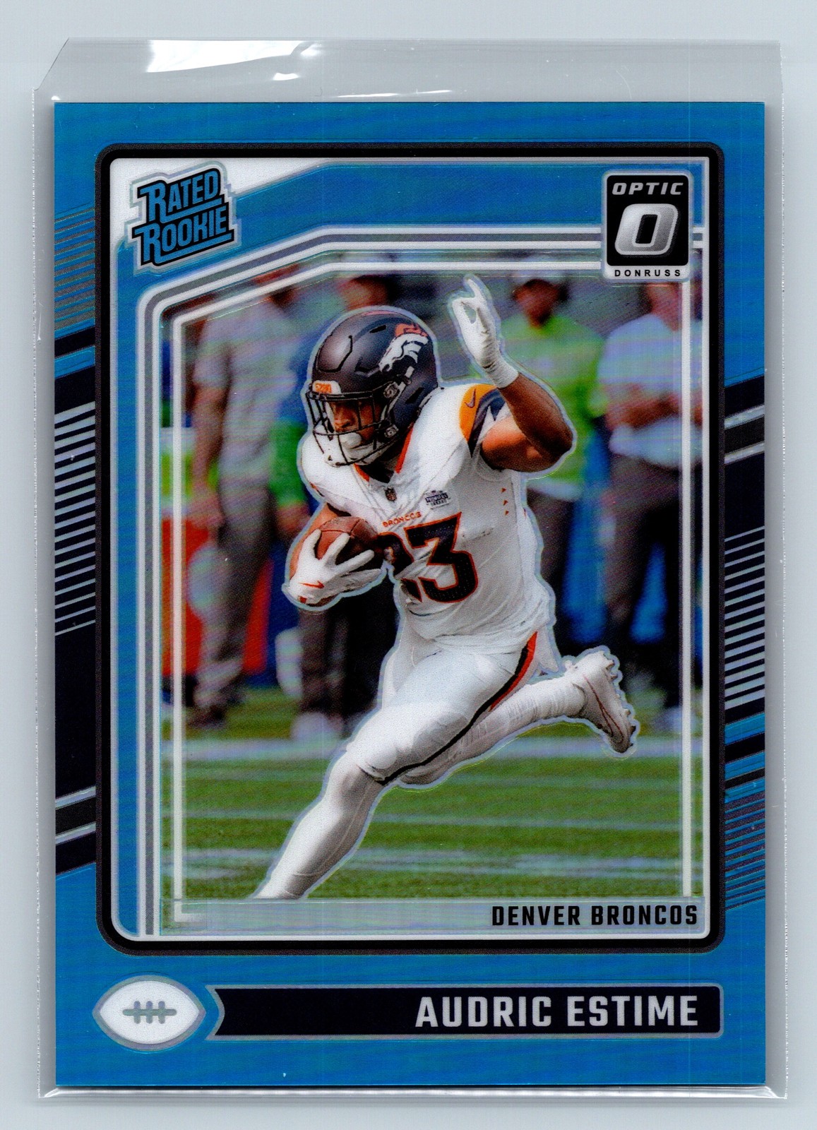 2024 Donruss Optic Rated Rookie Audric Estime #206 Aqua 38/299 Broncos