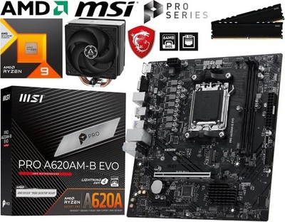 PC Aufrüstkit Bundle AMD Ryzen 9 9950X3D bis 64GB DDR5 mit MSI PRO A620AM-B EVO