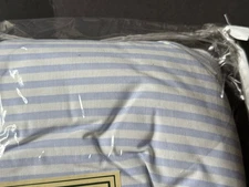 Rare NEW LAURA ASHLEY *Euro Periwinkle Blue Stripe PILLOW SHAM Vintage Quilted