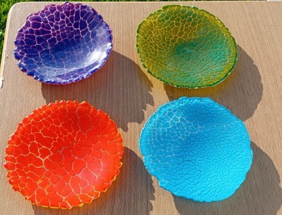 handgefertigtes einzigartiges Glasschalenset - Crackle Finish