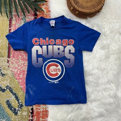 Vintage Retro 90s Chicago Cubs Baseball Tee T-Shirt Kids Boys Medium 10-12