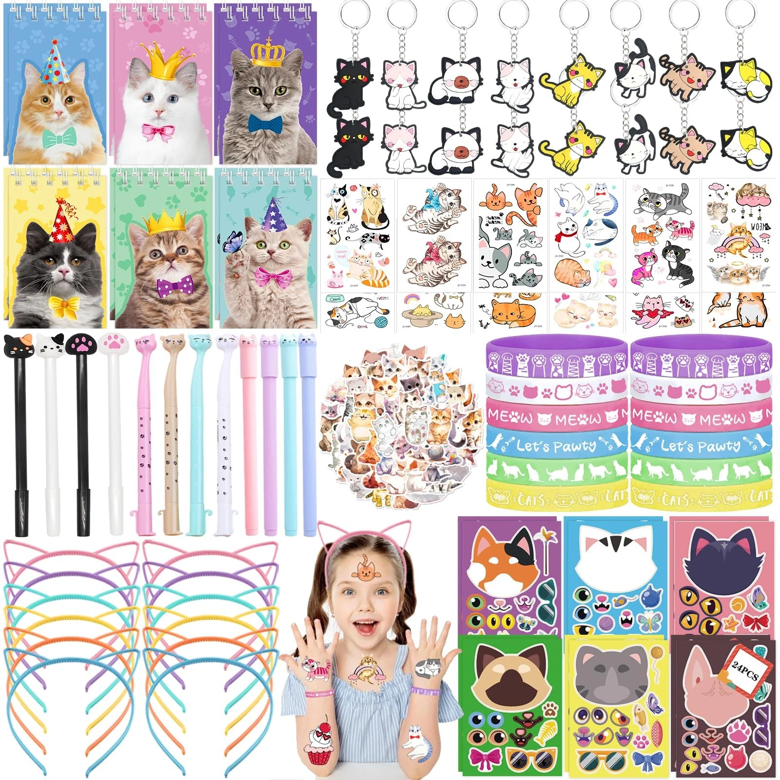 134Pcs Cat Party Favors Set for Kids Themed Birthday Supplies With...