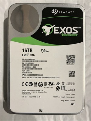 Seagate Exos X16 16TB SAS Hard Drive - ST16000NM002G - 7.2K 256M 3.5  HDD Tested