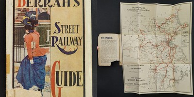 1899 antique MASSACHUSETTS STREET RAILWAY travel guide w foldout MAP timetables