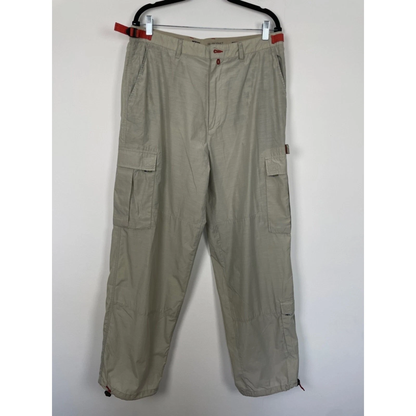 Men's 36 Cargo Beige Hiking Outdoor Lightweight Utility Style Wide Leg DEX Pant