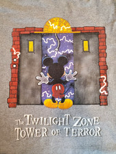 Vtg Disney Twilight Zone Tower of Terror Med T-Shirt Mickey Mouse DS 90's READ