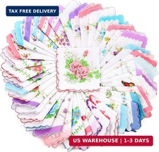 Goaste 40 Pack Cotton Handkerchiefs, 11.5" Women Hankies with Vintage Floral Pri