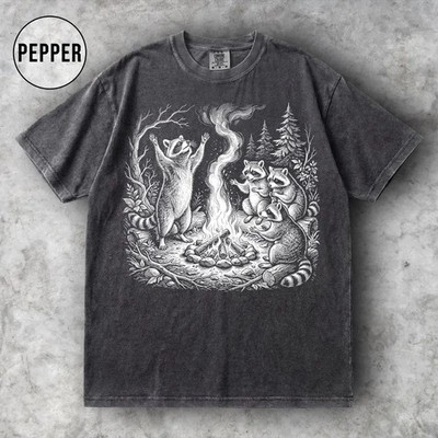 Raccoon Bonfire Camping Men Comfort Tee