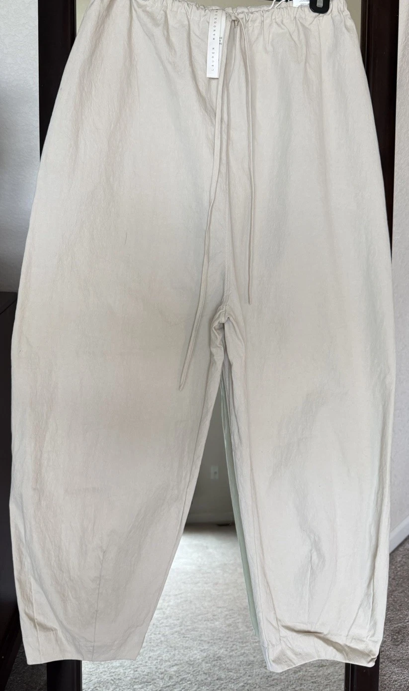 NWT LAUREN MANOOGIAN Drawstring Wind Pants In Greige Tan/Size1/ NWT/Retails $520