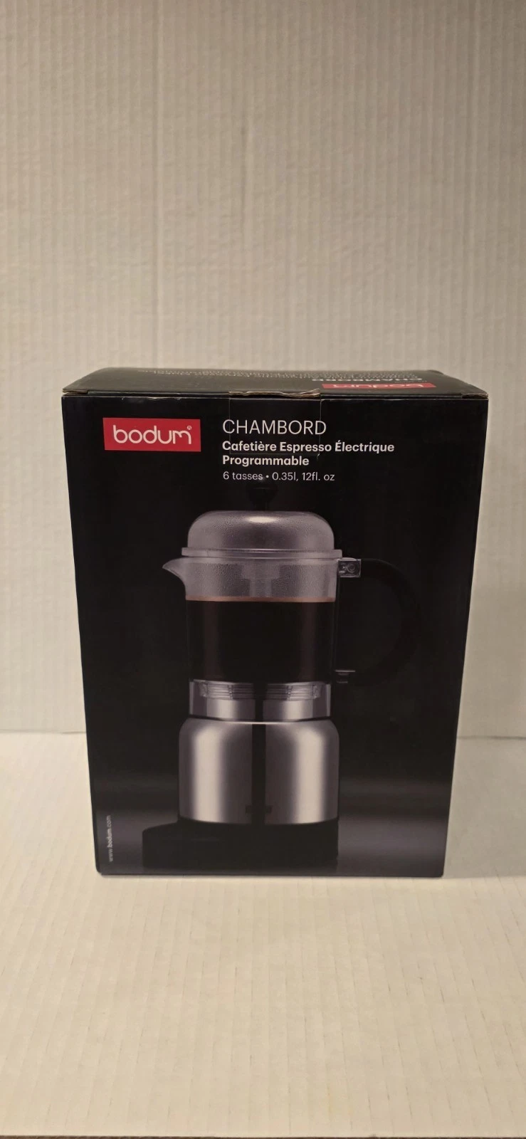 NEW Bodum Chambord Programmable Automatic Electric Espresso Maker 6 Cup Coffee