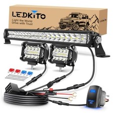 22In LED Light Bar 4In LED Cube Pod Lights with Wiring Harness Kit Spot