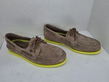[STS23771] RARE! Mens Sperry A/O 2-EYE Taupe/Yellow Leather Size Mens 13 M