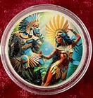 2024 1oz Silver Round .999 Aztec God of Duality Colorized  In Capsule