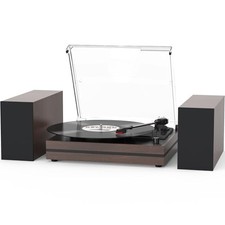 Record Player with Two External Speakers Belt Brown Come with External Speakers