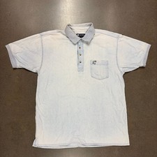 Vintage Big Dogs Denim Polo Shirt Medium Light Blue Short Sleeve Made in USA