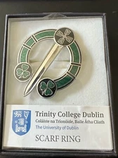 Irish Scarf Ring New With Celtic Cross and Shamrocks from Trinity College