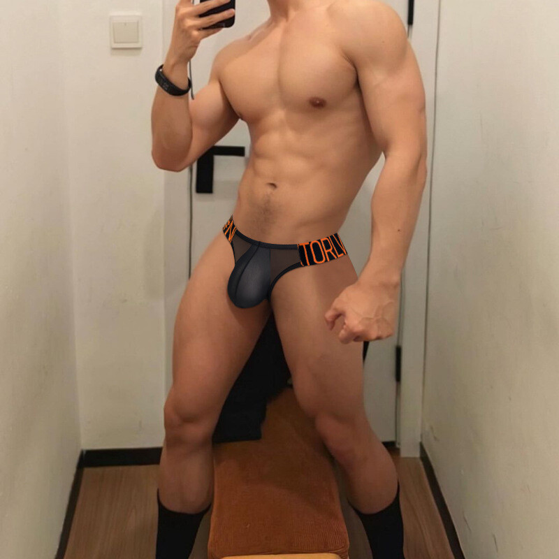 Sexy Para hombres Transparente Corte Alto Tanga Calzoncillos Bikini Bragas Ropa Interior de tiro bajo