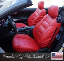 For Ford Mustang 2015-23 Red Iggee S.leather Custom Fit Made 2 Front Seat Covers For Ford Mustang 2015-23 Red Iggee S.leather Custom Fit Made 2 Front Seat Covers