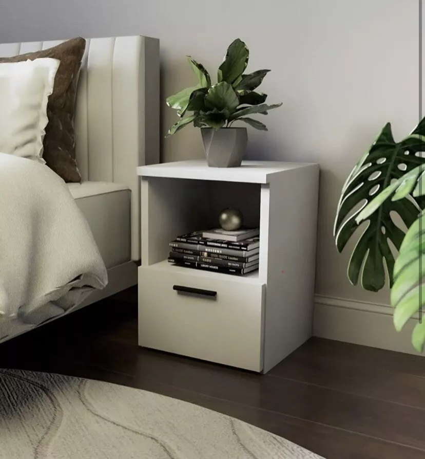 White Metal Bedside Table eBay
