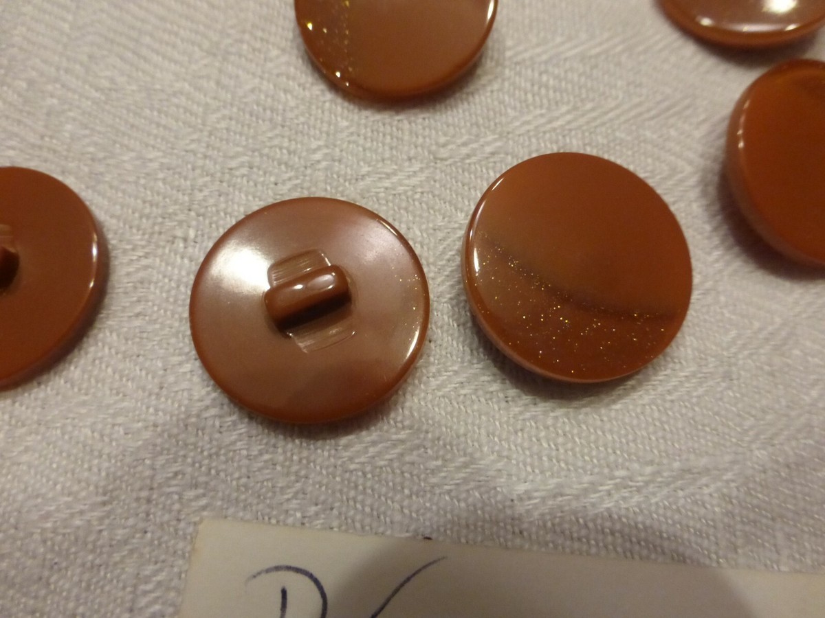 Lot De 14 Boutons Marron à Paillettes Pour Veste/manteau - Diamètre 22 Mm - Occasion Mercerie