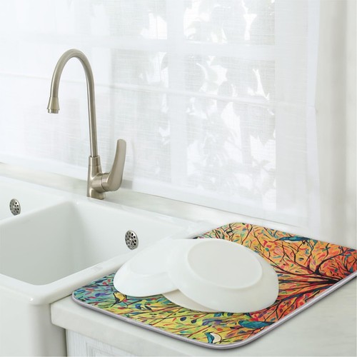 Christmas Bird Dish Drying Mats for Kitchen Counter Birds Tree Dish Mat Absor... - Picture 6 of 7