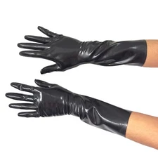 Seamless Latex Short Gloves Five-finger To Forearm High Elastic Fetish Cosplay