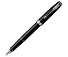 Parker Sonnet  Rollerball Pen Black Lacquer & Silver  New In Box Made In France