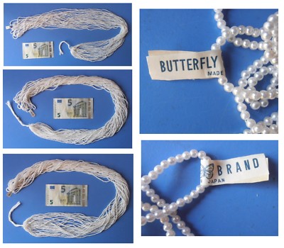 Vintage Halskette runde Perlenfäden BUTTERFLY Marke Schmetterling Made in Japan