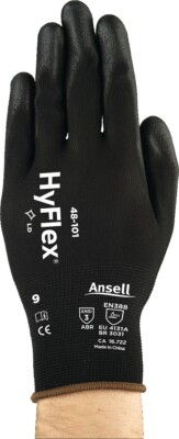 12x Handschuhe HyFlex  48-101 Größe 9 schwarz EN 388 PSA-Kategorie II ANSELL