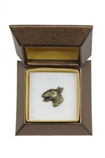 Bull Terrier, Bullterrier III - Hundebrosche in Geschenkbox, elegante Anstecknad