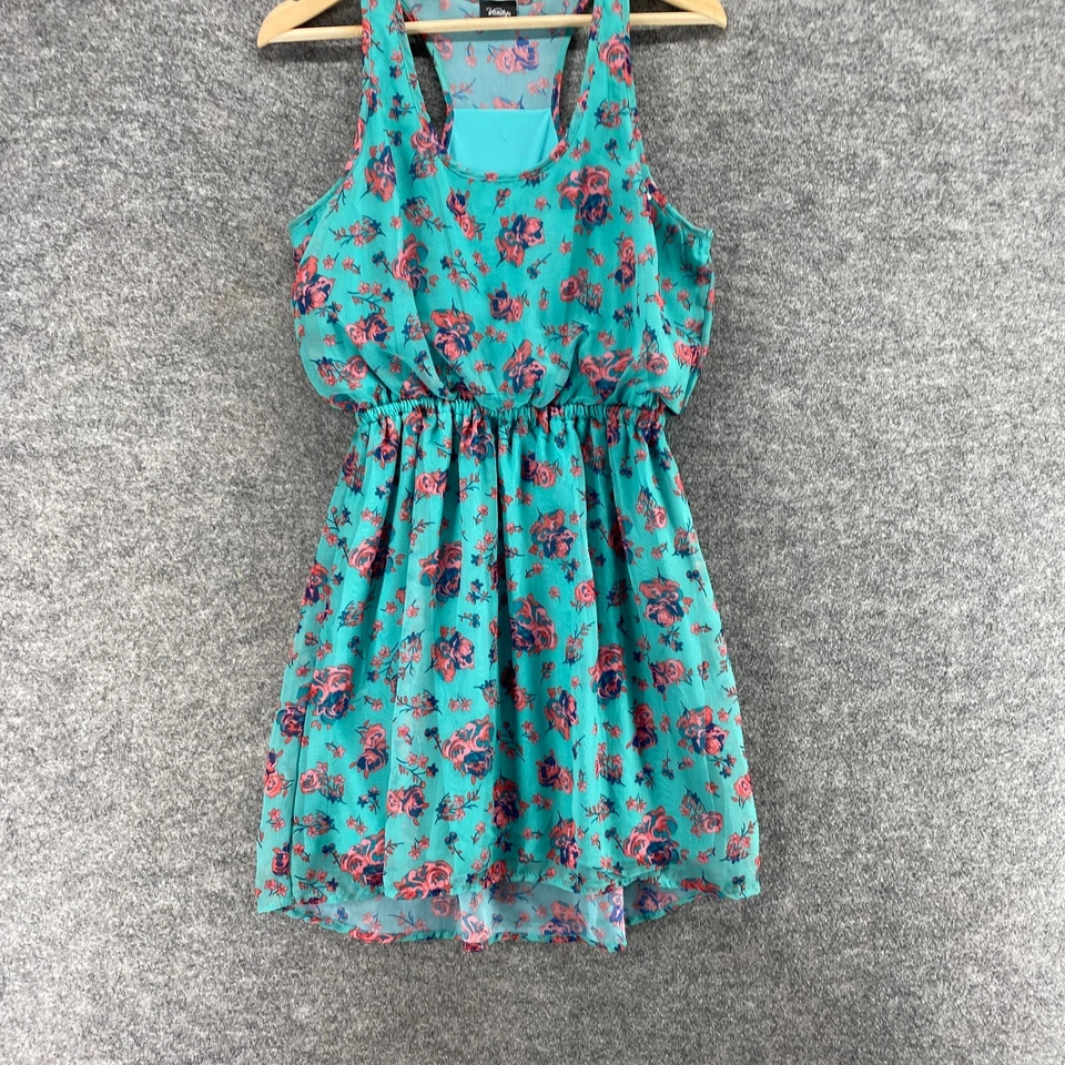 Vestido tocador mujer M mediano azul floral funda corta cintura elástica sin mangas Foto 4 de 4