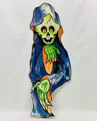 Vintage Fun World Vampire Goofy Grim Reaper Skull Halloween Cardboard Decoration