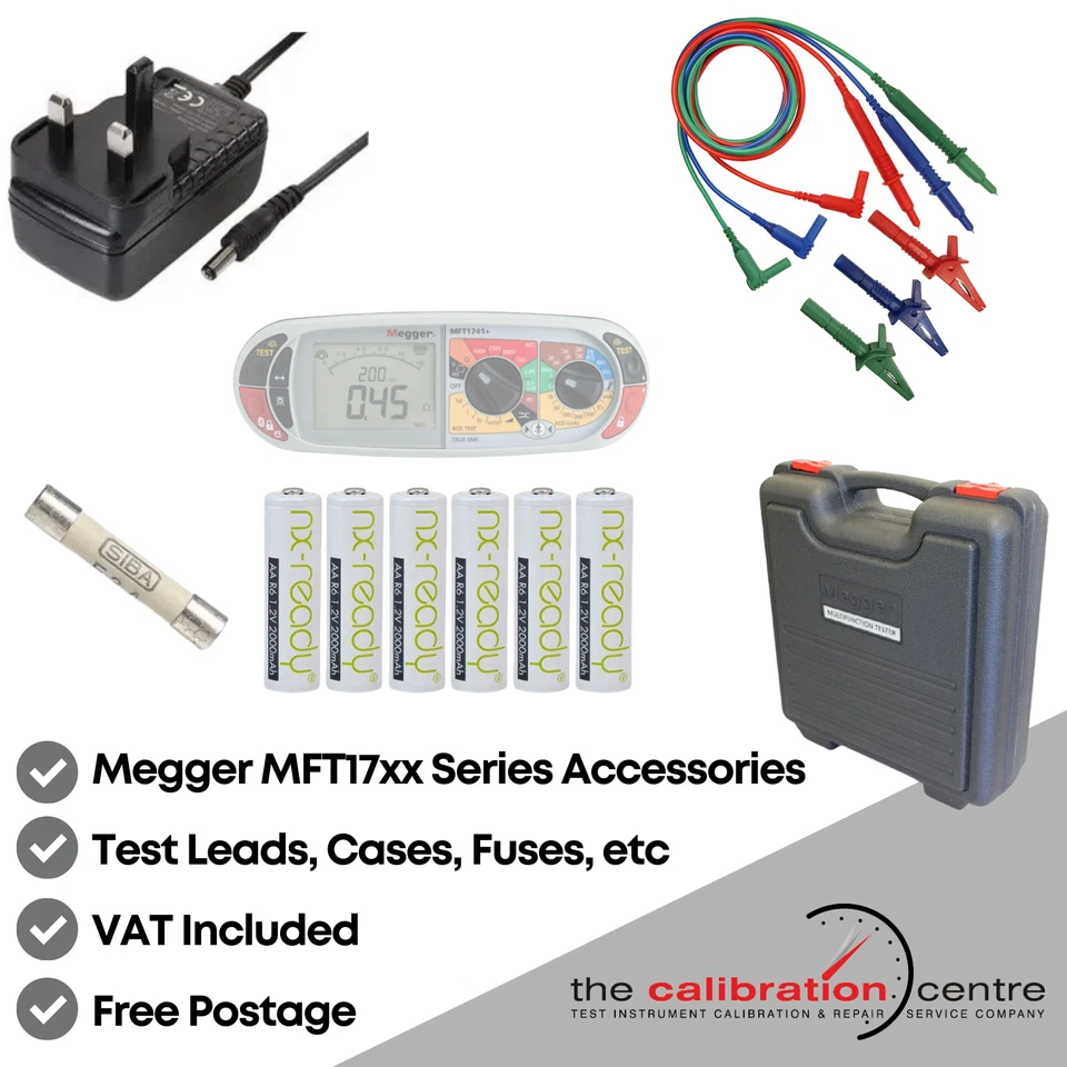 THE CALIBRATION CENTRE LTD Replacement TEST LEADS & Accessories for MEGGER MFT 1710 & MFT1711 Tester